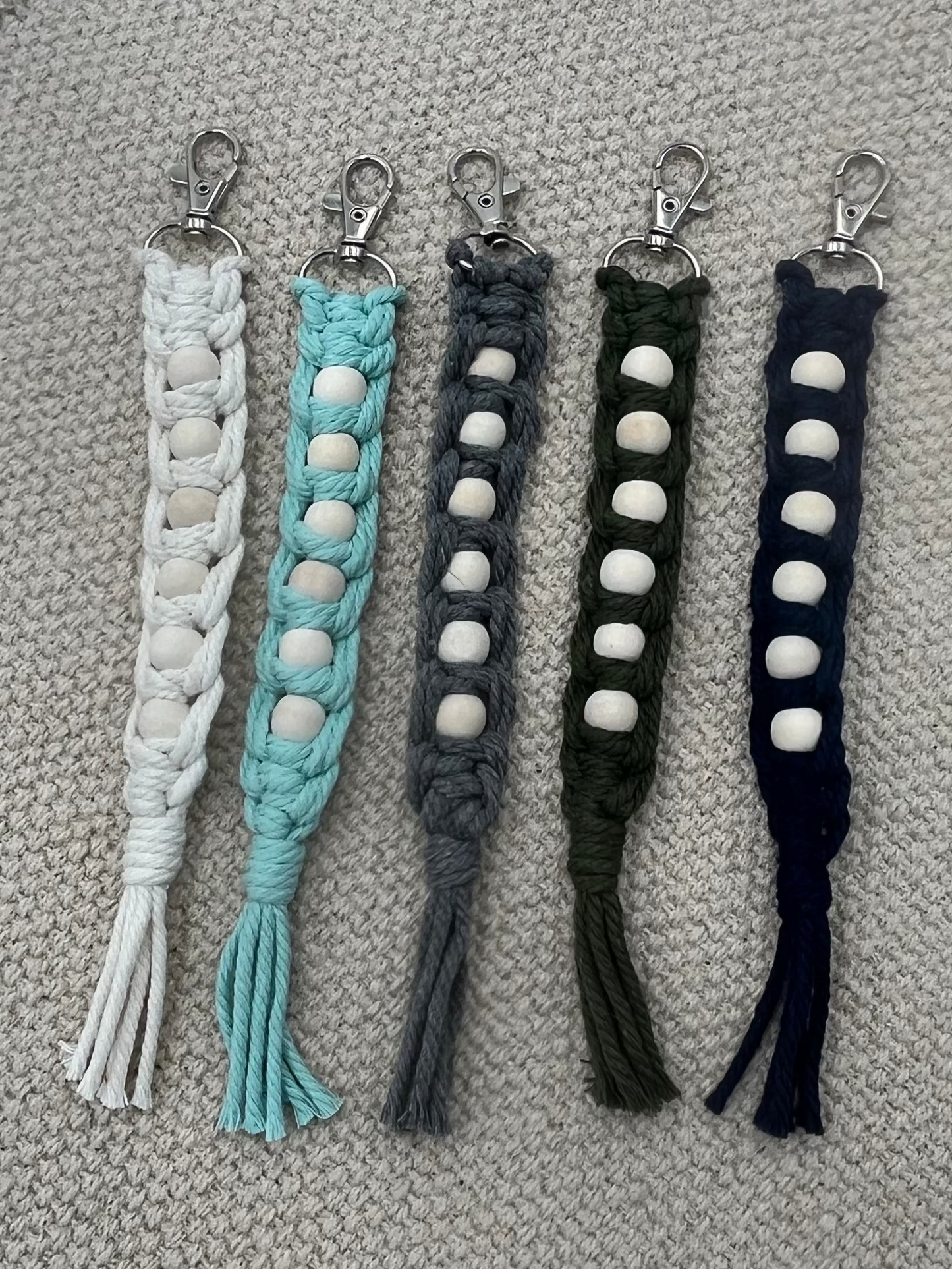 Six Wooden Beads Macrame Keychain