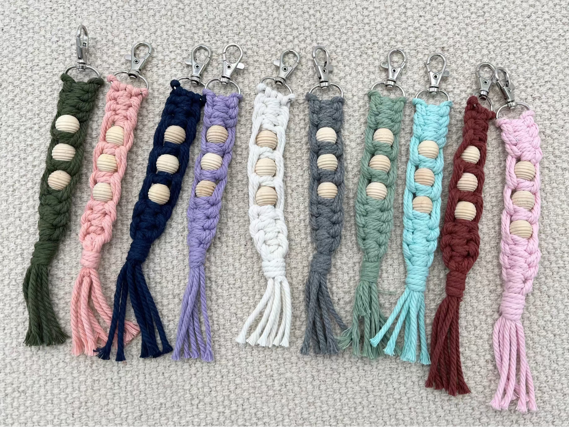 Honeycomb Beaded Macrame Keychain