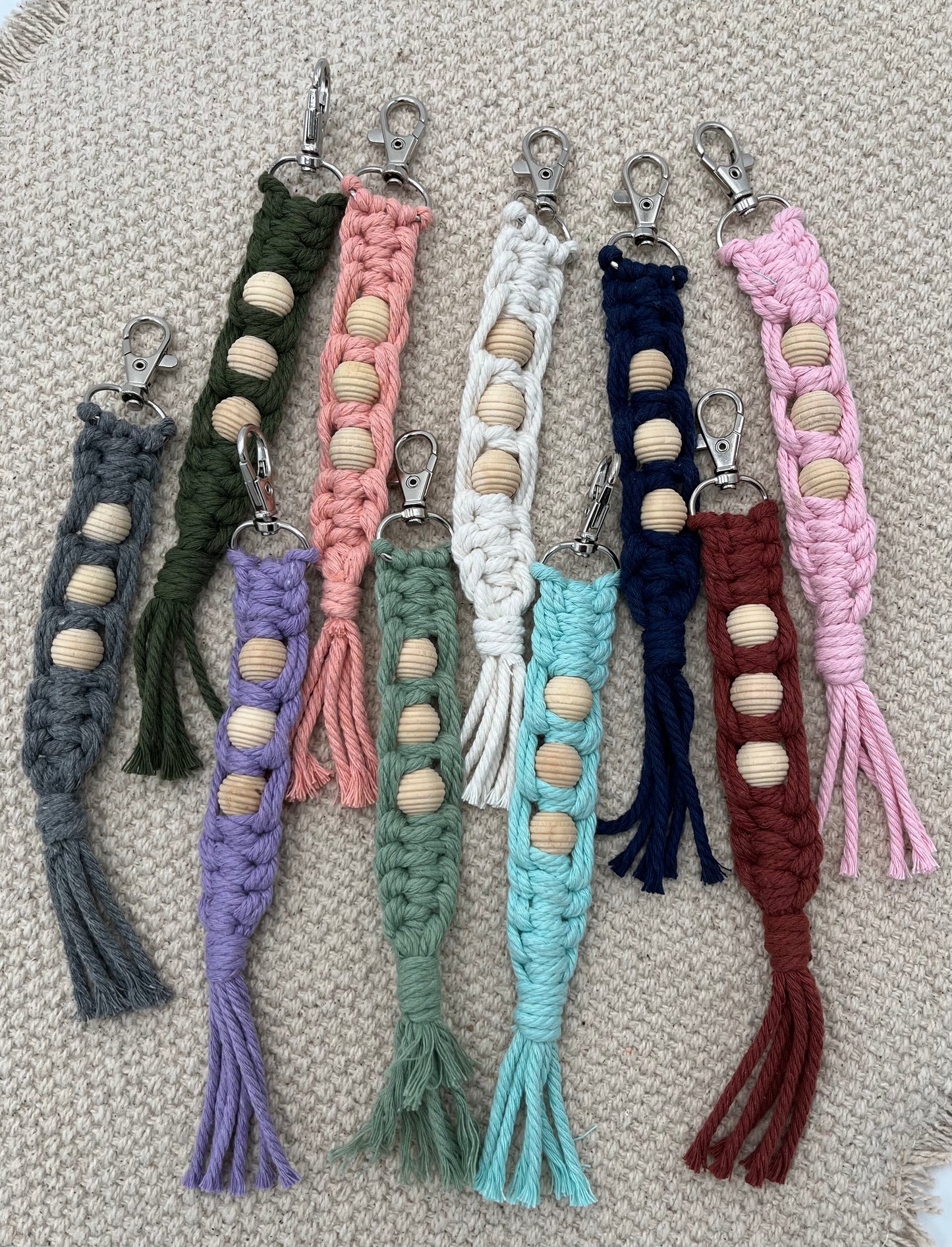Honeycomb Beaded Macrame Keychain