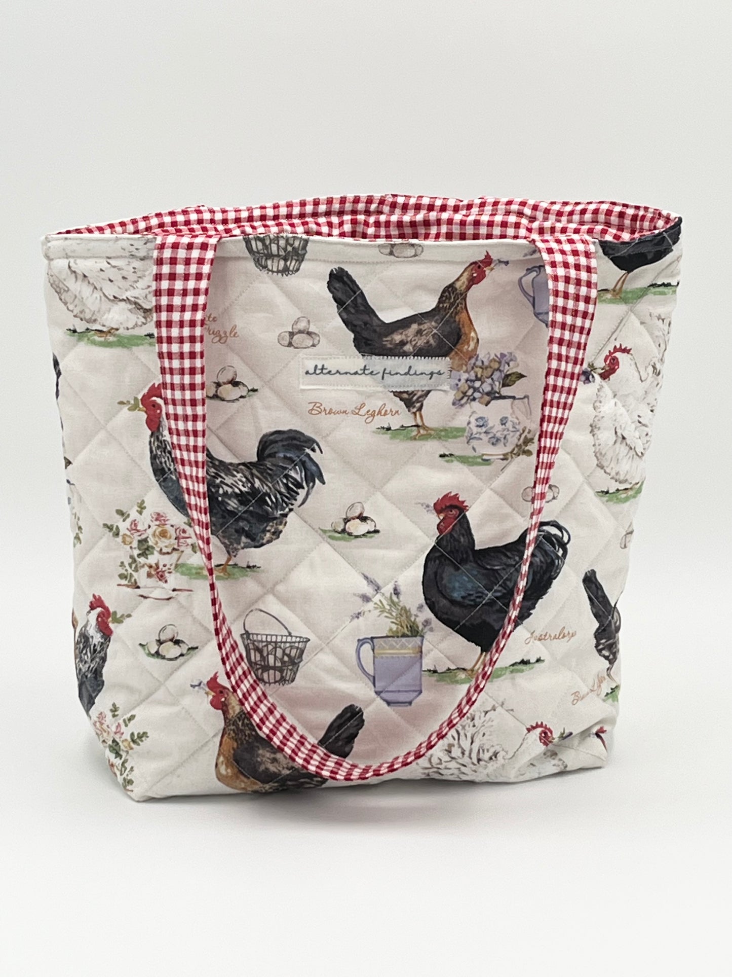 Reversible Lined Chicken Breed Tote Bag
