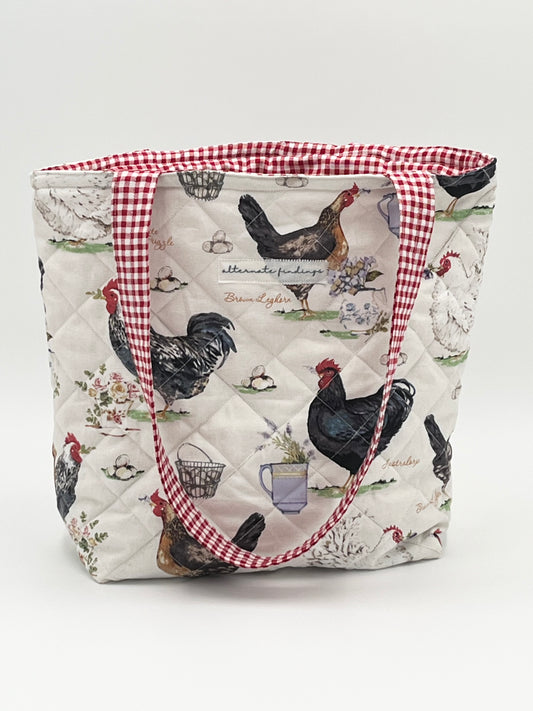 Reversible Lined Chicken Breed Tote Bag