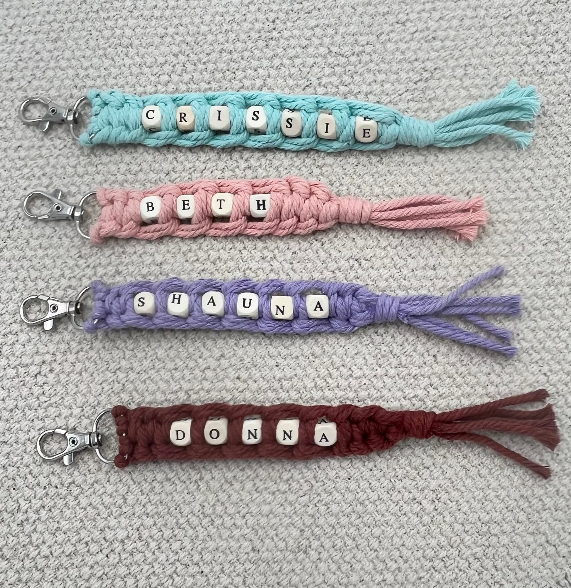 Personalized Name Wood and Macrame Keychain