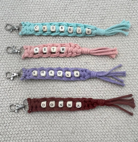 Personalized Name Wood and Macrame Keychain
